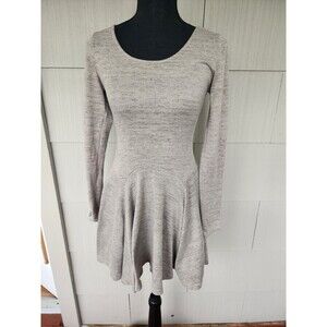 Tcec Neutral Tan Grayish Long Sleeve A Line Mini Dress Women's Size Small S